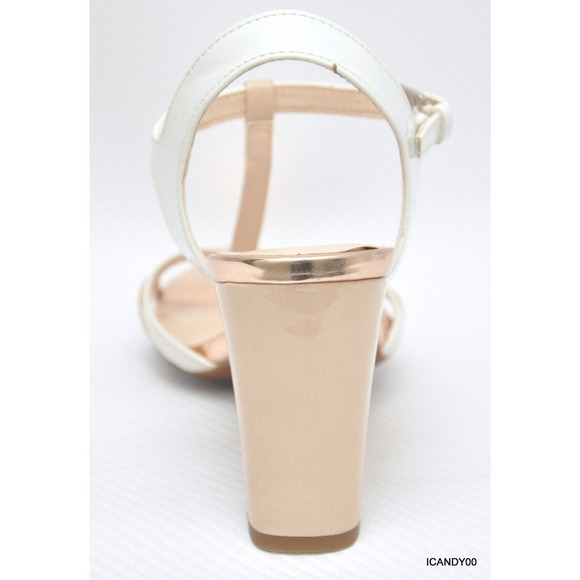 Franco Sarto EBBA T-Strap Sandal Strappy Open Toe Pump White/Blush 6 New - Picture 5 of 7